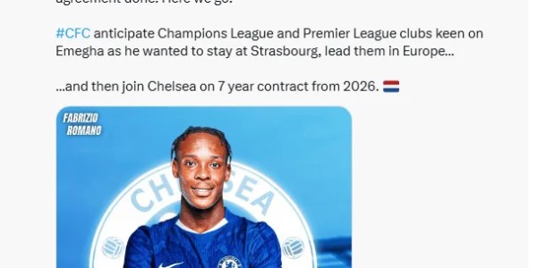 HWG！罗马诺独家：白堡队长埃梅加26年上调切尔西 ，签约7年